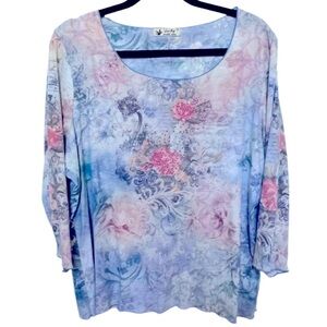 Vintage Unity World Wear Y2K Fairy Long Sleeve Swan Watercolor Top